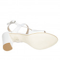 Woman's sandal with elastic band in white leather heel 8 - Available sizes:  33, 34, 42, 43, 44