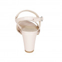 Sandalo da donna con elastico in pelle rosa tacco 8 - Misure disponibili: 43