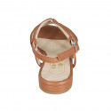 Sandale pour femmes en cuir cognac avec talon 2 - Pointures disponibles:  32, 33, 34, 43, 44, 45