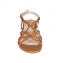 Sandale pour femmes en cuir cognac avec talon 2 - Pointures disponibles:  32, 33, 34, 43, 44, 45