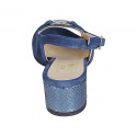 Sandale pour femmes avec accessoire en daim et cuir verni imprimé lamé bleu talon 5 - Pointures disponibles:  32, 42, 43, 44, 45