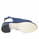 Sandale pour femmes avec accessoire en daim et cuir verni imprimé lamé bleu talon 5 - Pointures disponibles:  32, 42, 43, 44, 45