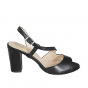 Sandale pour femmes en cuir noir talon 8 - Pointures disponibles:  32, 33, 34