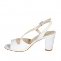Woman's sandal in white-colored leather heel 8 - Available sizes:  32, 33, 34