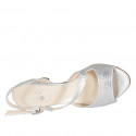 Sandale pour femmes en cuir lamé de couleur argent talon 8 - Pointures disponibles:  33, 34