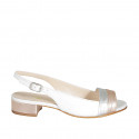Sandale pour femmes en cuir blanc et lamé cuivré et argent talon 3 - Pointures disponibles:  45