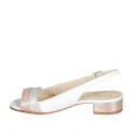 Sandale pour femmes en cuir blanc et lamé cuivré et argent talon 3 - Pointures disponibles:  45