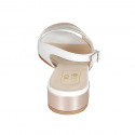 Sandale pour femmes en cuir blanc et lamé cuivré et argent talon 3 - Pointures disponibles:  45