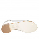 Sandale pour femmes en cuir blanc et lamé cuivré et argent talon 3 - Pointures disponibles:  45