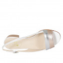 Sandale pour femmes en cuir blanc et lamé cuivré et argent talon 3 - Pointures disponibles:  45