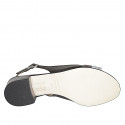 Sandalo da donna in pelle nera e laminata grigio e argento tacco 3 - Misure disponibili: 33, 34, 44, 45