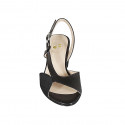 Sandale pour femmes en cuir et daim imprimé lamé noir talon 5 - Pointures disponibles:  32, 33, 34