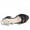 Sandale pour femmes en cuir et daim imprimé lamé noir talon 5 - Pointures disponibles:  32, 33, 34