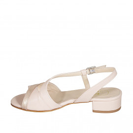 Sandalia para mujer en piel rosa y laminada cobrizo tacon 3 - Tallas disponibles:  42 2