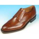 Zapato derby con cordones y decoraciones Brogue para hombre en piel marron - Tallas disponibles:  52