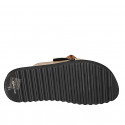 Mule pour femmes avec boucle et bandes croisées en cuir lamé rose clair talon compensé 3 - Pointures disponibles:  32, 42, 43