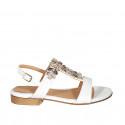Sandale pour femmes avec strass multicouleur en cuir blanc talon 2 - Pointures disponibles:  32, 42, 44, 46