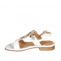 Woman's sandal with multicolored rhinestones in white leather heel 2 - Available sizes:  32, 33, 34, 42, 43, 44, 45, 46