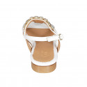 Woman's sandal with multicolored rhinestones in white leather heel 2 - Available sizes:  32, 33, 34, 42, 43, 44, 45, 46