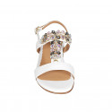 Woman's sandal with multicolored rhinestones in white leather heel 2 - Available sizes:  32, 33, 34, 42, 43, 44, 45, 46