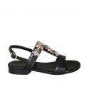 Sandale pour femmes avec strass multicouleur en cuir noir talon 2 - Pointures disponibles:  32, 33, 34, 43, 44, 45, 46