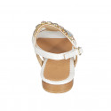 Woman's sandal with multicolored rhinestones in laminated white leather heel 2 - Available sizes:  33, 34, 42, 43, 44, 45, 46