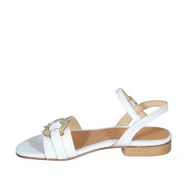 Sandale pour femmes avec accessoire en cuir d'or et courroie en cuir bleu clair talon 2 - Pointures disponibles:  32 2