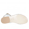 Sandalo da donna con accessorio in pelle oro e cinturino in pelle celeste tacco 2 - Misure disponibili: 32, 43, 44, 46