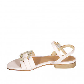 Sandale pour femmes avec accessoire en cuir d'or et courroie en cuir rose talon 2 - Pointures disponibles:  33 2