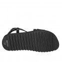 Sandale pour femmes en cuir noir avec courroie croisé et talon compensé 3 - Pointures disponibles:  32, 34, 42, 43, 44, 45