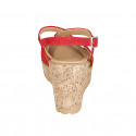 Woman's sandal with crossed straps in red suede with platform and wedge heel 9 - Available sizes:  31, 33