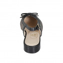 Woman's slingback with bow in black leather and multicolored laminated braided fabric heel 2 - Available sizes:  42, 44
