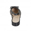 Zapato destalonado con moño para mujer en piel negra y tejido laminado trensado multicolor tacon 2 - Tallas disponibles:  33, 34, 42, 43, 44, 45