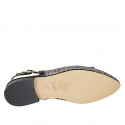 Woman's slingback with bow in black leather and multicolored laminated braided fabric heel 2 - Available sizes:  42, 44