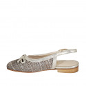 Chaussure ouverte au talon avec noeud pour femmes en cuir lamé platine et tissu lamé tressé multicouleur talon 2 - Pointures disponibles:  33, 46