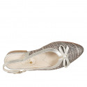 Chaussure ouverte au talon avec noeud pour femmes en cuir lamé platine et tissu lamé tressé multicouleur talon 2 - Pointures disponibles:  33, 46