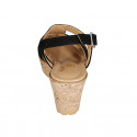 Woman's sandal in black and black printed dots suede with platform and wedge heel 7 - Available sizes:  31, 32, 33