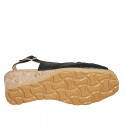 Sandale pour femmes en cuir noir talon compensé 5 - Pointures disponibles:  33, 43, 45