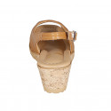 Sandalia para mujer en piel color cognac y cuña 5 - Tallas disponibles:  44