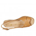 Sandalia para mujer en piel color cognac y cuña 5 - Tallas disponibles:  44