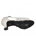 Zapato de baile con cinturon en gamuza laminada platino tacon 6 - Tallas disponibles:  32, 33, 34, 42, 43, 44, 45