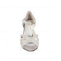 Chaussure de danse avec courroie en daim lamé platine talon 5 - Pointures disponibles:  32, 33, 34, 42, 43, 44, 45