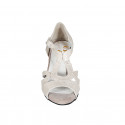 Zapato de baile con cinturon en gamuza laminada platino tacon 6 - Tallas disponibles:  32, 33, 34, 42, 43, 44, 45