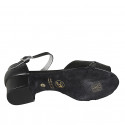 Chaussure de danse avec courroie en cuir noir talon 4 - Pointures disponibles:  32, 33, 34, 42, 43, 44