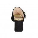 Sabot da donna con in camoscio nero con  fibbia in strass multicolor tacco 8 - Misure disponibili: 32, 33, 34, 46