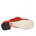 Mule pour femmes en daim rouge avec boucle en strass multicouleur talon 4 - Pointures disponibles:  33, 42, 46