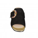 Sabot da donna con in camoscio nero con  fibbia in strass multicolor tacco 4 - Misure disponibili: 34, 45, 46