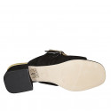 Sabot da donna con in camoscio nero con  fibbia in strass multicolor tacco 4 - Misure disponibili: 34, 45, 46