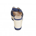 Woman's sandal in blue suede with studs, platform and coated wedge heel 7 - Available sizes:  32, 34, 42, 43, 44, 45