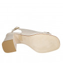 Woman's sandal with golden accessory in light rose leather heel 8 - Available sizes:  32, 33, 34, 42, 43, 44, 45